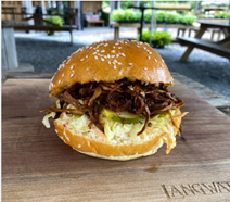 Vegetarian BBQ Pulled Mushroom sandwich at Langwater Farm